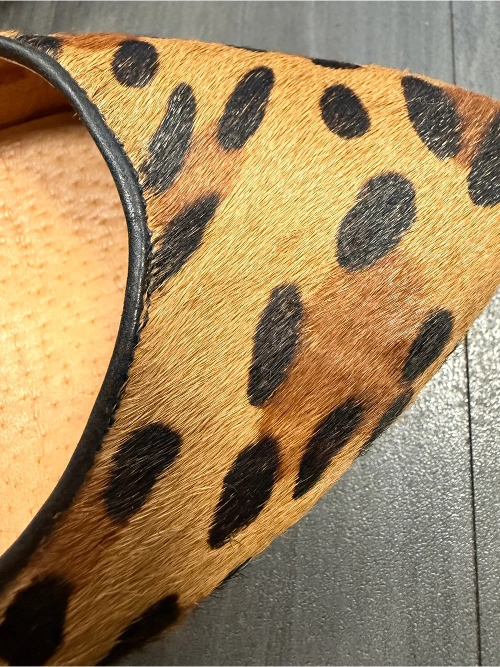 Madewell Leopard Print Pointed Toe calf hair Flats